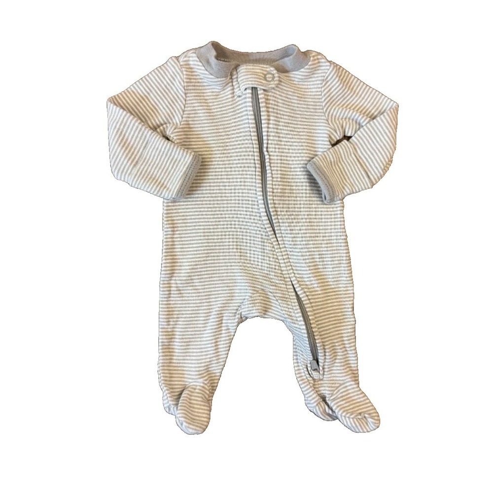 Carters Preemie Baby Boy Sleeper Striped Zipper Gray Outfit Romper Cotton Zips - Picture 2 of 6
